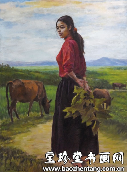 牧牛的村姑