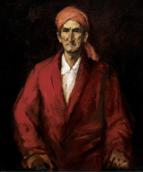 《坐者红衣老人》